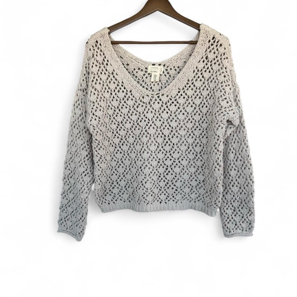 Artelier Nicole Miller Sweater Open Knit Pullover Cozy Fall Layers Size M
